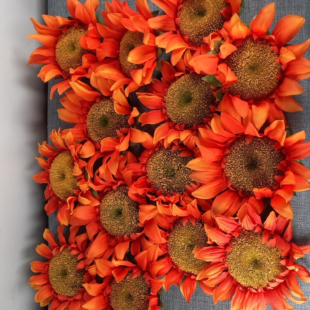 Silk Orange Sunflower Heads Bulk Craft Crafts DIY Project Design Decor